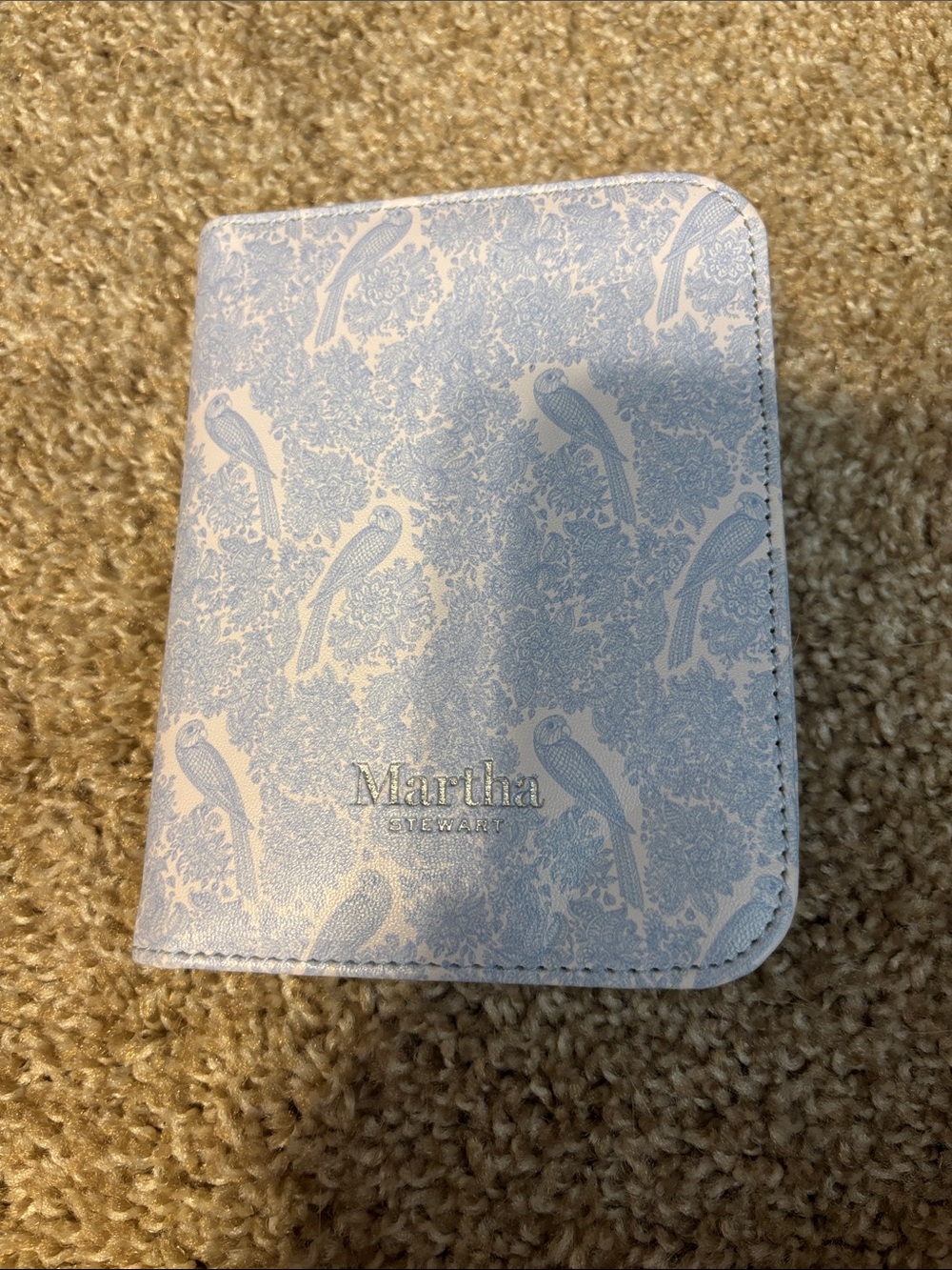Martha Stewart Pale Blue Bird Print Passport Cover